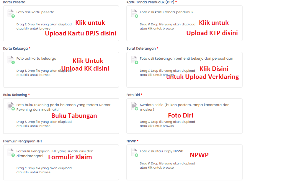 Form Upload Berkas-berkas Persyaratan Klaim BPJS Ketenagakerjaan